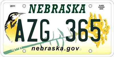 NE license plate AZG365