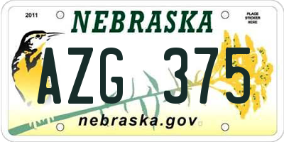 NE license plate AZG375