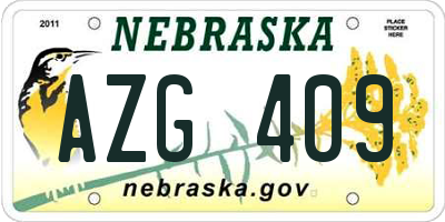 NE license plate AZG409