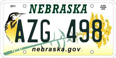NE license plate AZG498