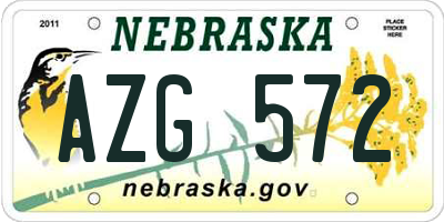 NE license plate AZG572