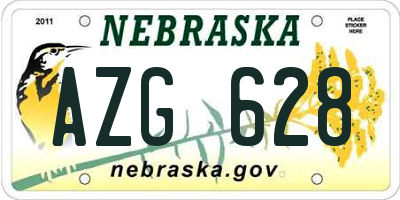NE license plate AZG628