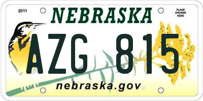 NE license plate AZG815