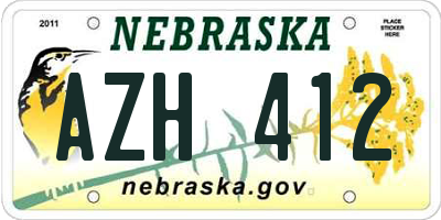 NE license plate AZH412