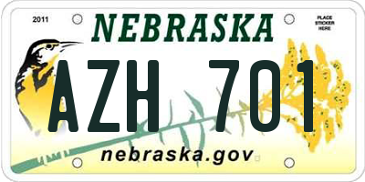 NE license plate AZH701