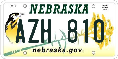 NE license plate AZH810