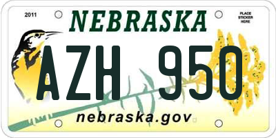 NE license plate AZH950