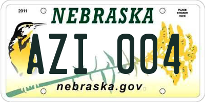 NE license plate AZI004