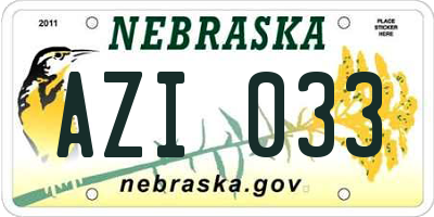 NE license plate AZI033