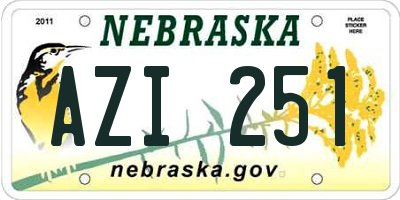 NE license plate AZI251