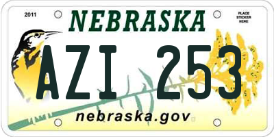 NE license plate AZI253
