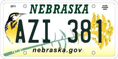 NE license plate AZI381