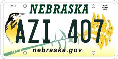 NE license plate AZI407