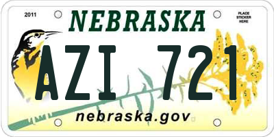 NE license plate AZI721