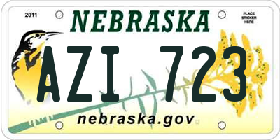 NE license plate AZI723