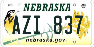 NE license plate AZI837