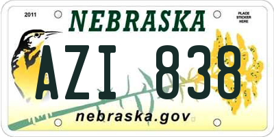 NE license plate AZI838