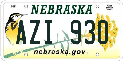 NE license plate AZI930