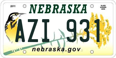 NE license plate AZI931