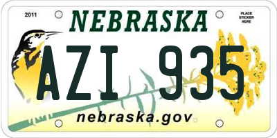 NE license plate AZI935