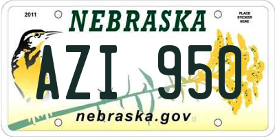 NE license plate AZI950