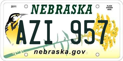 NE license plate AZI957