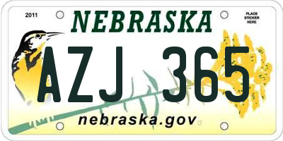 NE license plate AZJ365