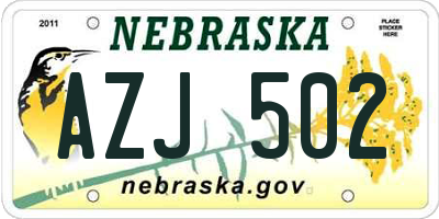 NE license plate AZJ502