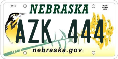 NE license plate AZK444