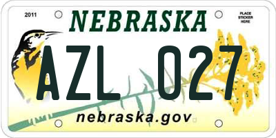 NE license plate AZL027