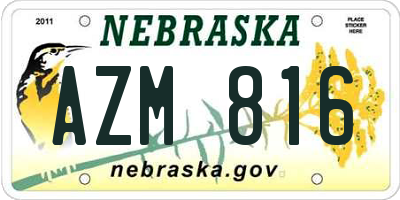 NE license plate AZM816