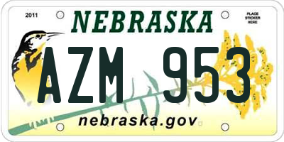 NE license plate AZM953