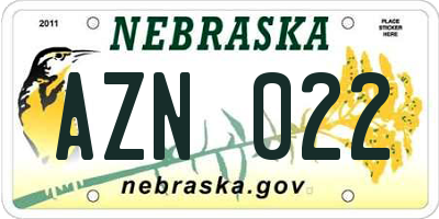 NE license plate AZN022