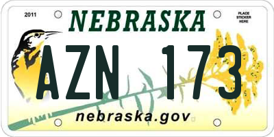 NE license plate AZN173