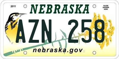 NE license plate AZN258
