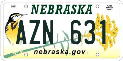NE license plate AZN631