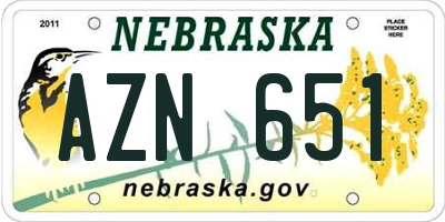 NE license plate AZN651