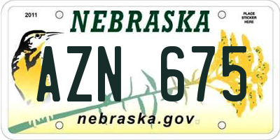 NE license plate AZN675