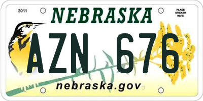 NE license plate AZN676