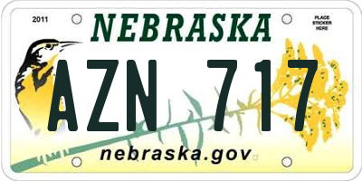 NE license plate AZN717