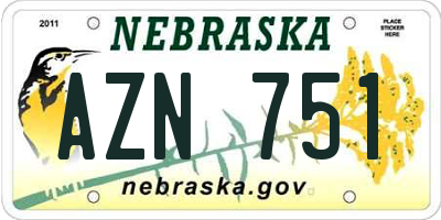 NE license plate AZN751