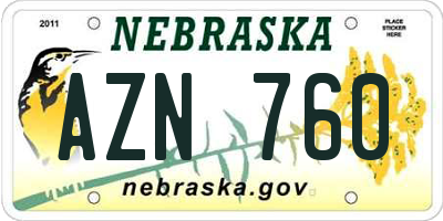 NE license plate AZN760