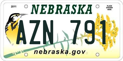 NE license plate AZN791