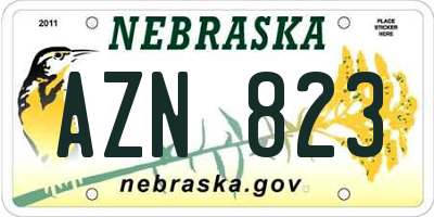 NE license plate AZN823