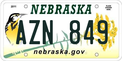 NE license plate AZN849