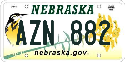 NE license plate AZN882