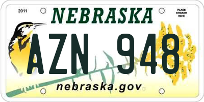 NE license plate AZN948