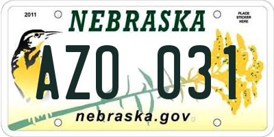 NE license plate AZO031