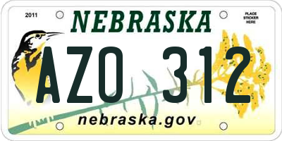 NE license plate AZO312