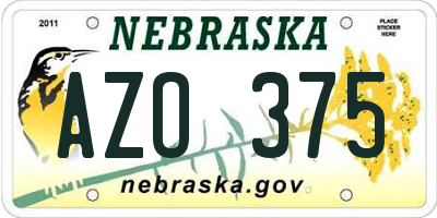 NE license plate AZO375
